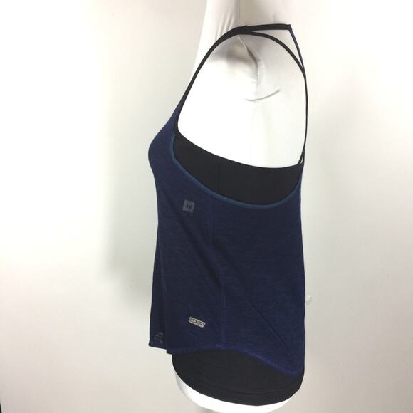 Express Performance Tank Strappy Blue Black XS New - Picture 3 of 8